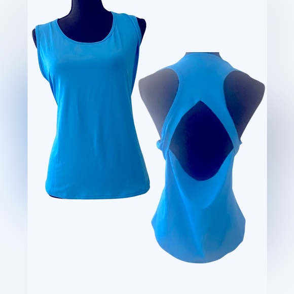 Zyia Bright Blue Soft Racerback Cutout Tank Top XL - Picture 1 of 5